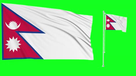 Green-Screen-Waving-Nepal-Flag-or-flagpole